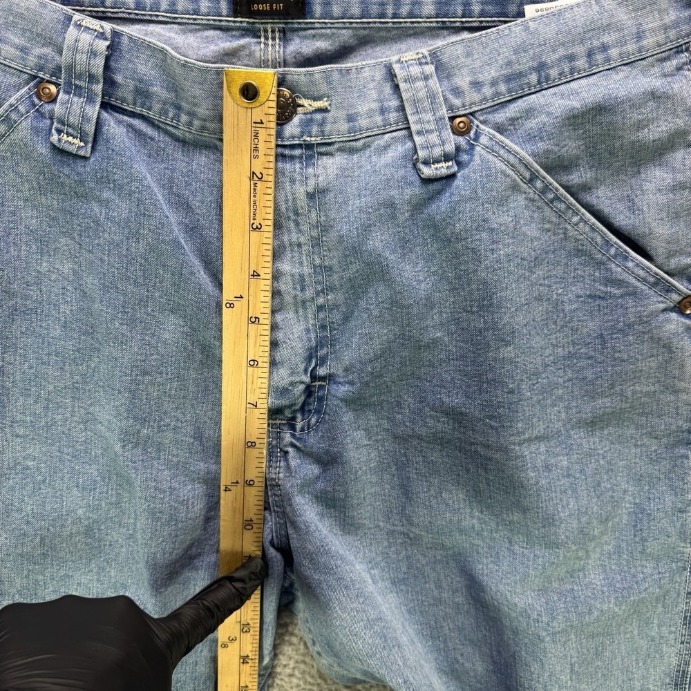 Vintage LEE Carpenter Jeans Mens 35x34 Blue Faded Y2K Baggy Straight Dungarees - Picture 9 of 13
